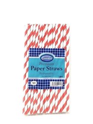 Essential Biodegradable Paper Straws (Pack of 50) (Red/White) (One Size)