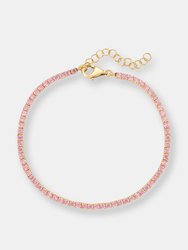 Colored Tennis Bracelet - Pink