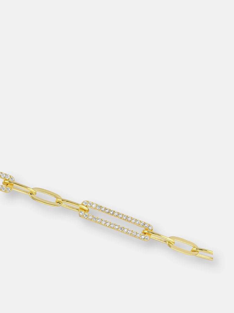 Pave X Oval Bracelet - Gold