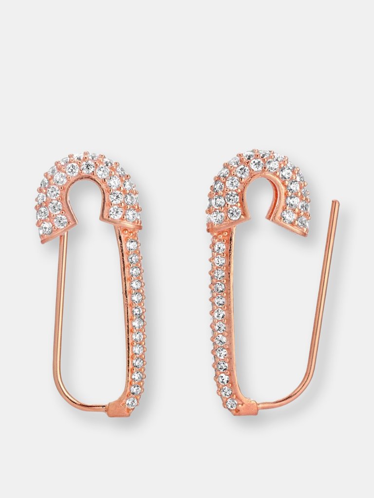 Safety Pin Earrings - Rose Gold