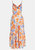 Women's Demerald Belted Light Blue Orange Midi Dress - Multicolor