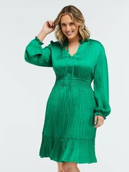 Nina Shirred Dress - Apple