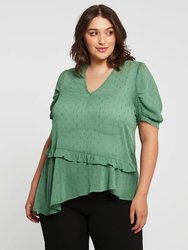 Phoebe Chiffon Lurex Top - Sage