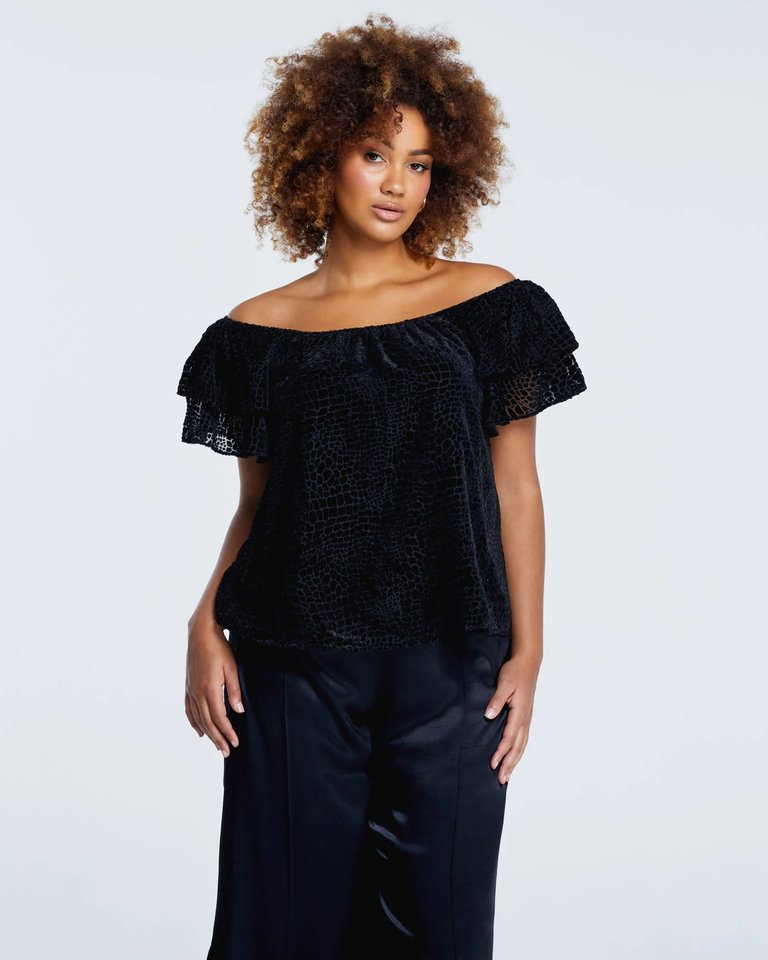 Salome Burn-Out Top - Black