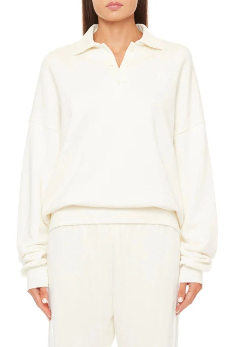 Oversized Polo Sweatshirt - Cream