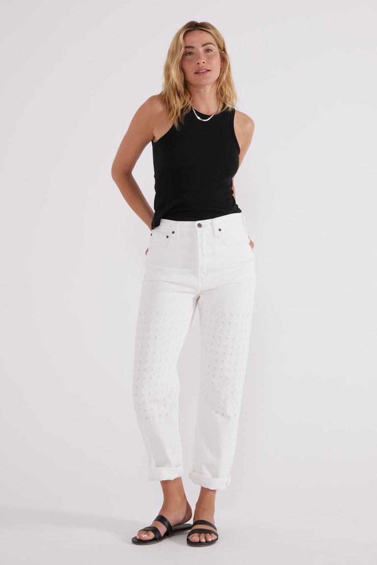 Bryce High Rise Boyfriend Jeans - White Laser Vortex - White Laser Vortex