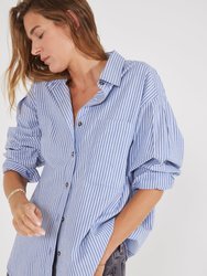 Mallory Pleat Sleeve Shirt - Salute Stripe