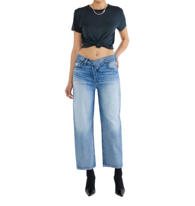 Neli Crossover Crop Jeans - Castaway