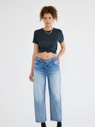 Neli Crossover Crop Jeans - Castaway
