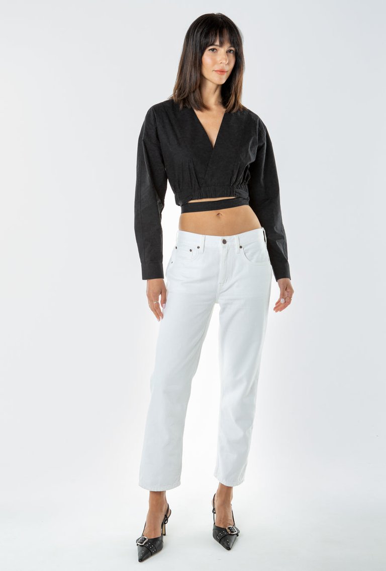Rhea Mid Rise Crop Jeans - Vintage White