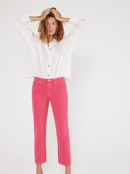 Rhea Mid Rise Straight Jeans- Raspberry