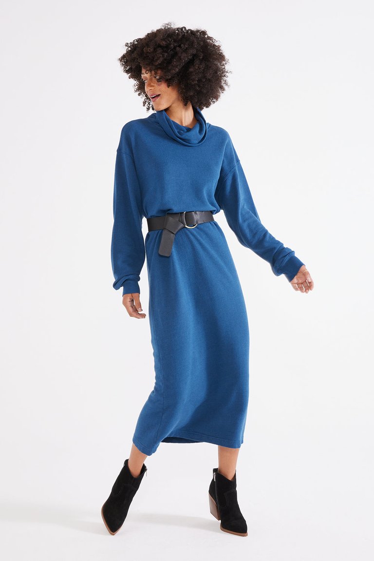 Yana Cowl Neck Knit Dress - Reflecting Pond