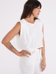 Zelie Pleated Muscle Tee - Cloud White 
