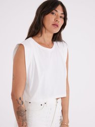 Zelie Pleated Muscle Tee - Cloud White  - Cloud White