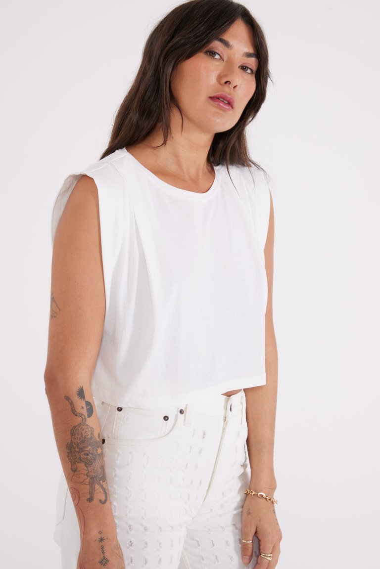 Zelie Pleated Muscle Tee - Cloud White - Cloud White