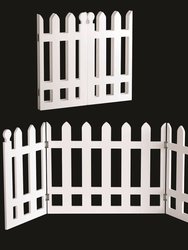 Folding White Picket Pet Gate