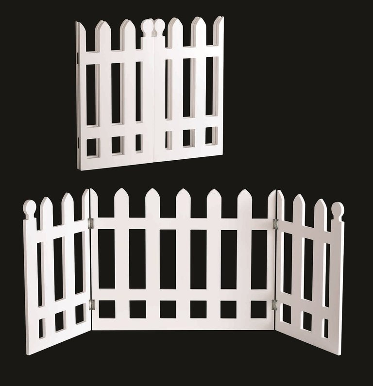 Folding White Picket Pet Gate