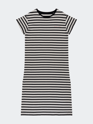 Etre Cecile Scribble Short Sleeve Maxi Dress - Black Cream Stripe