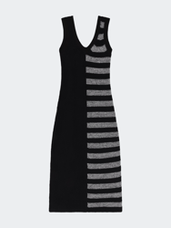 Knitted Tank Maxi Dress - Black/White