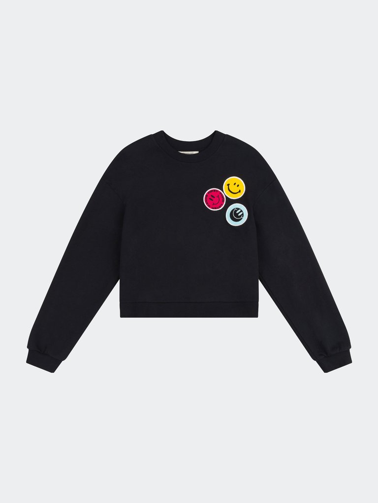 Rave Smiley Classic Sweatshirt - Washed Black