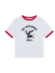 St Honore Girls Ringer T-Shirt - White/Red