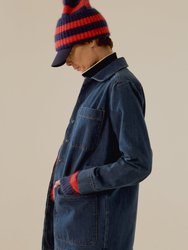 Stripe Mohair Beanie - Red/Navy - Red/Navy