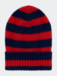 Stripe Mohair Beanie - Red/Navy