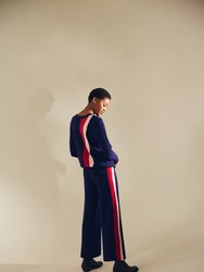 Wavy Cashmere Knit Wide Track Pant