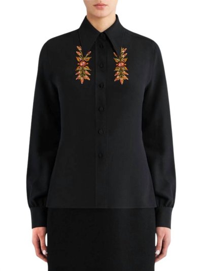 Etro Women's Embroidered Foliage Silk Blouse Top product