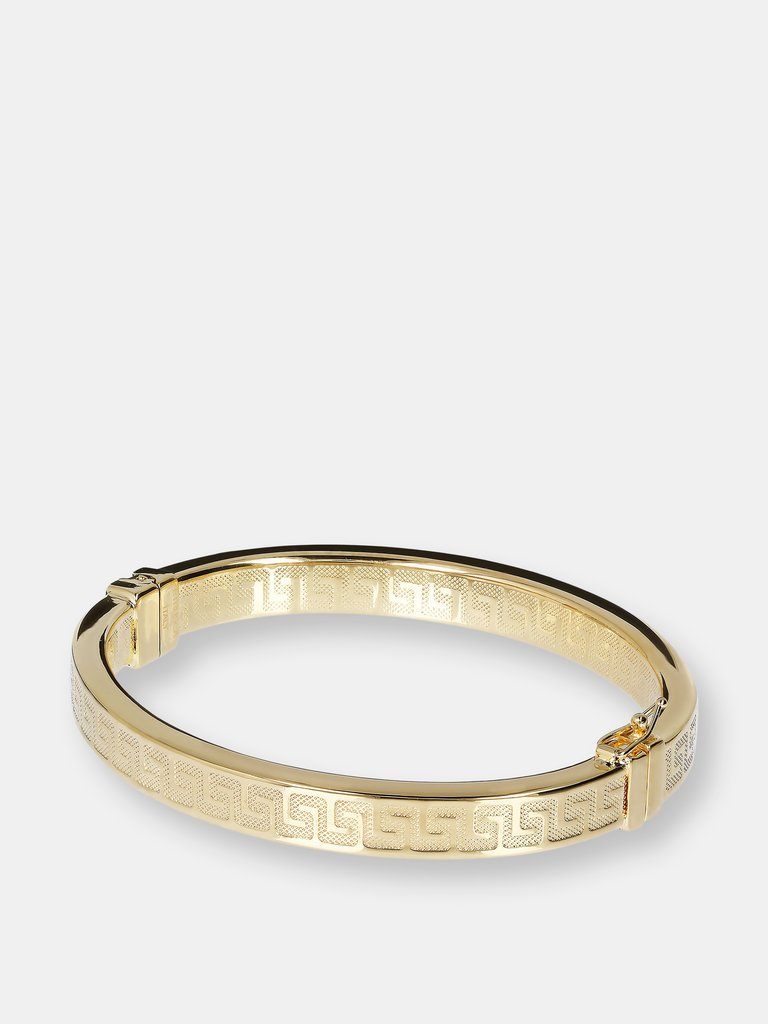 18KT Gold Plated Greek Fret Bangle - Yellow Gold