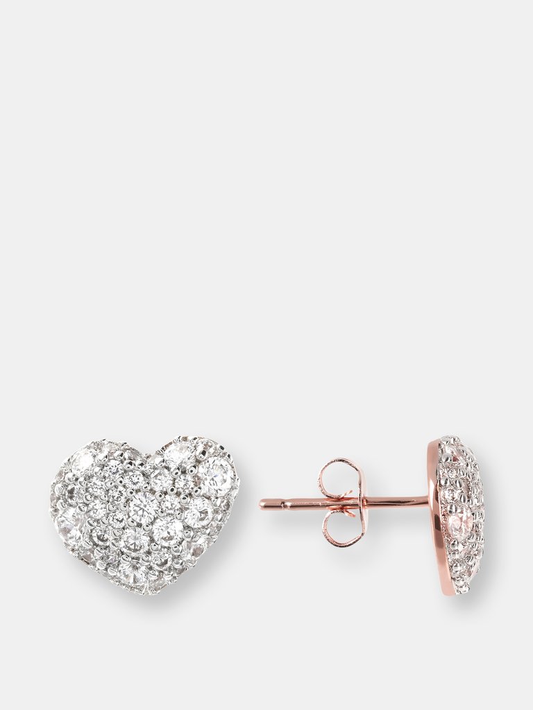 Cubic Zirconia Pavé and Golden Rose Heart Ring - Golden Rose