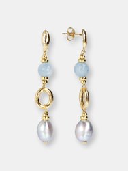 Drop Earrings With Pearls And Quartz - 18K YELLOW GOLD