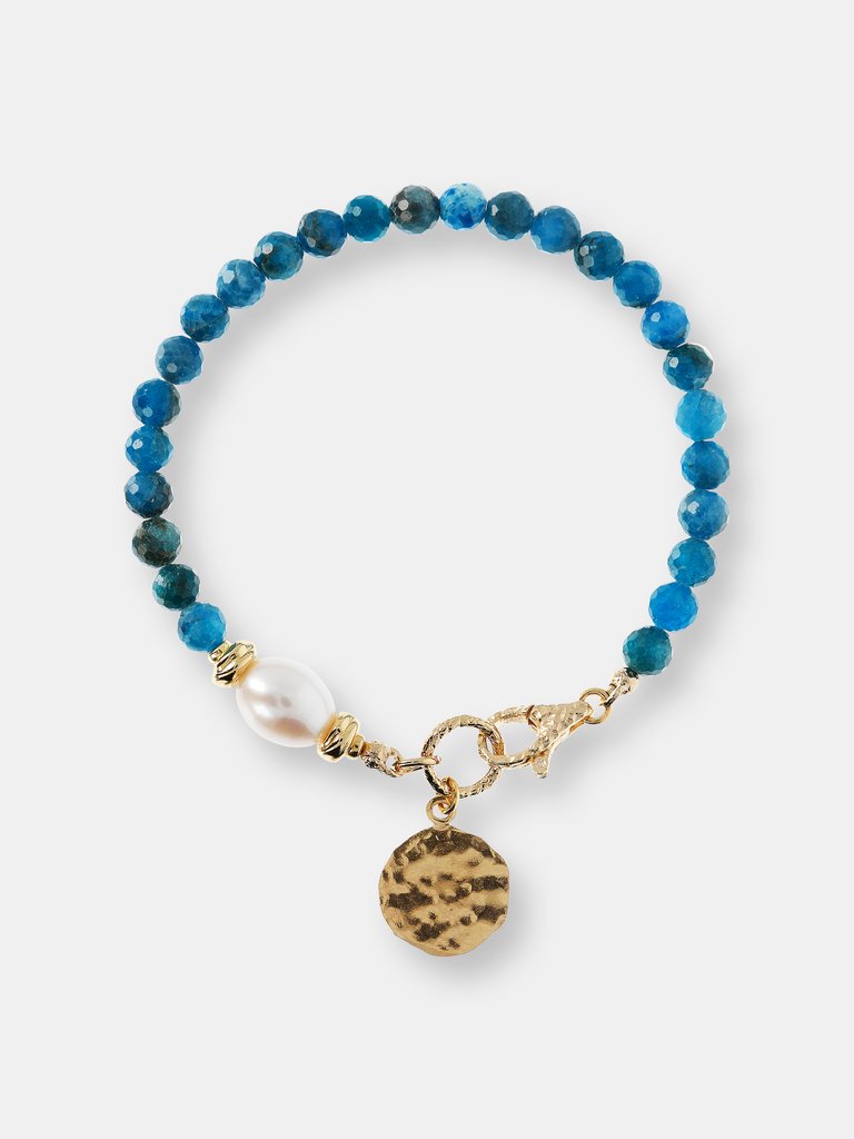 Genuine Stone 18Kt Gold Plated Bracelet - Apatite - Apatite