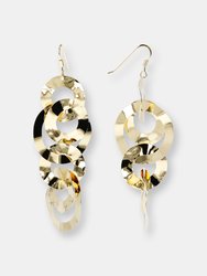 Hammered 18KT Gold Plated Multi-Circle Link Earrings - Yellow Gold
