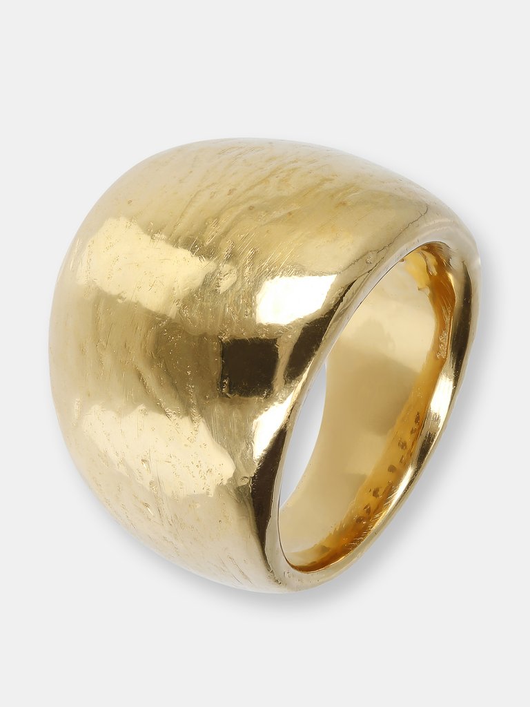 Hammered Graduated Band Ring - Yellow Gold