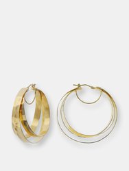 Hammered Multi Hoop Earrings - Yellow Gold