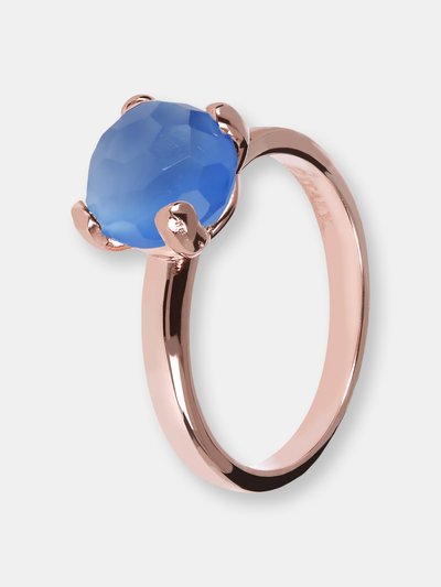Etrusca Gioielli Mini Solitaire Ring With Natural Stone - Golden Rose/Blue product