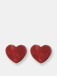 Natural Stone Heart Earrings - Golden Rose/Burgundy