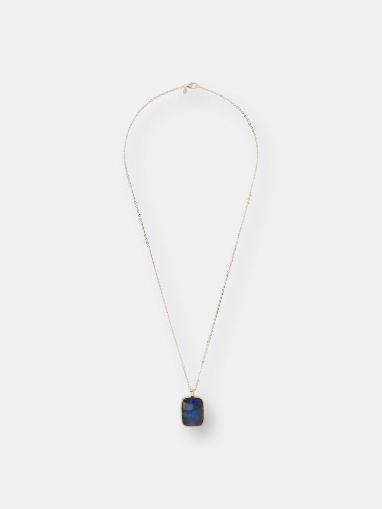 Necklace With Labradorite Stone - 18K Yellow Gold