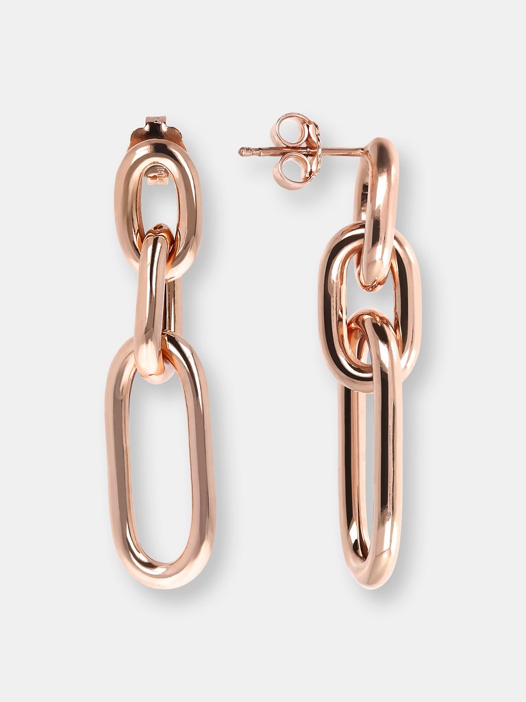 Oval Chain Earrings - Golden Rose