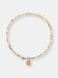 Pearl And Stone Light Necklace - Yellow Gold/ White Pearl - Yellow Gold/ White Pearl