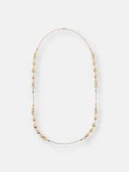 Satin Spheres and Chain Long Necklace size 36" - 18K YELLOW GOLD