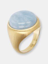 Signet Ring With Stone - Aquamarine - Aquamarine