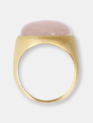 Signet Ring With Stone - Rose Quartz