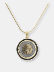 Turning Coin Pendant With Black Spinel Gemstone