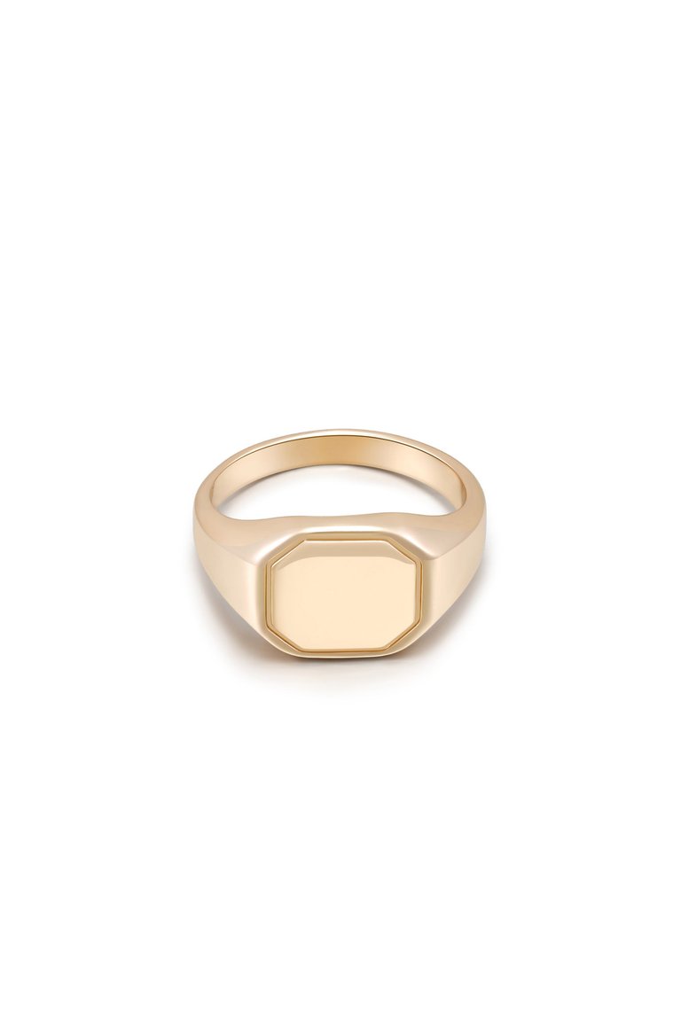 18k Gold Plated Signet Ring - Gold