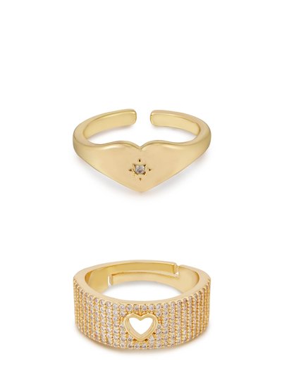 Ettika All Hearts Adjustable 18k Gold Plated Ring Set product
