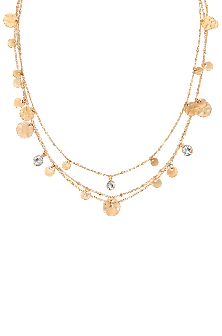 All In Layered Crystal Necklace Set - Gold