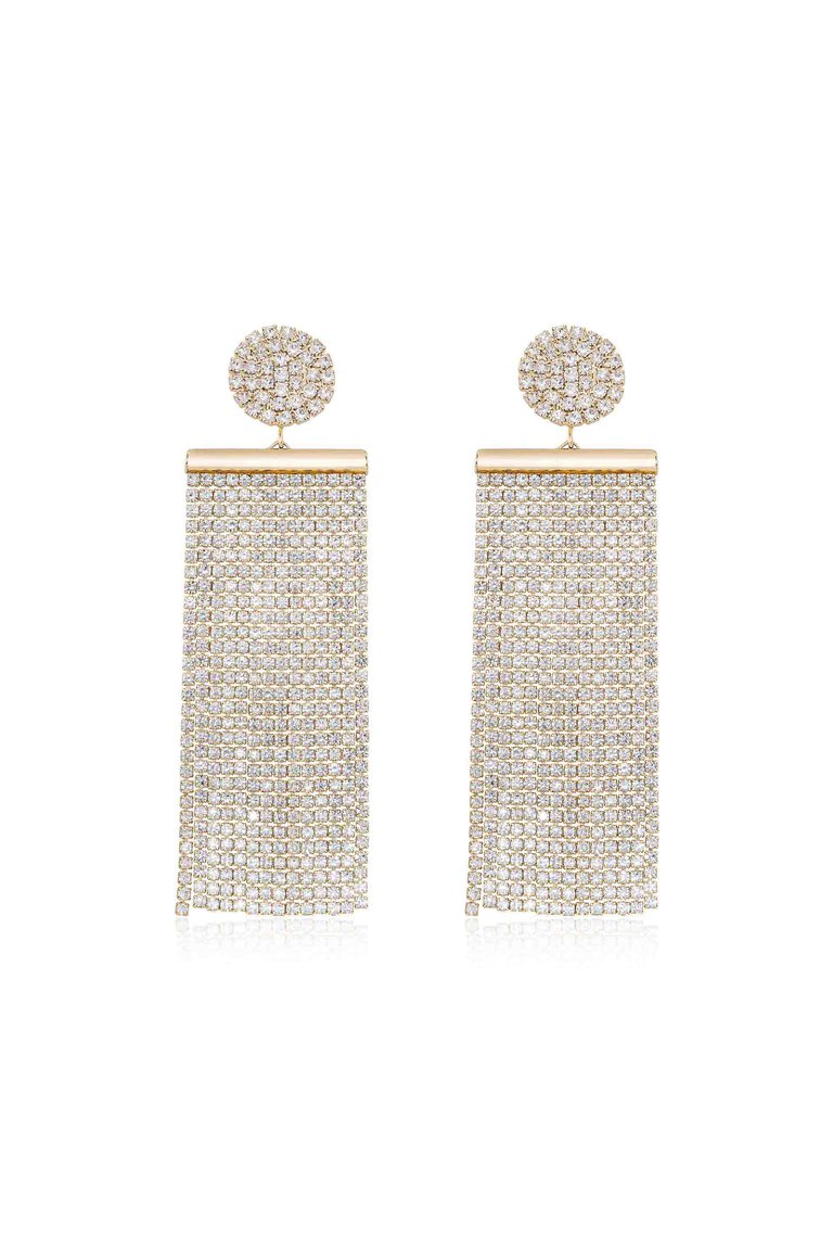 All the Movement Crystal Fringe 18k Gold Plated Earrings - Gold