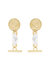 Ancient Coin And Pearl Charm 18k Gold Plated Drop Earrings - Gold